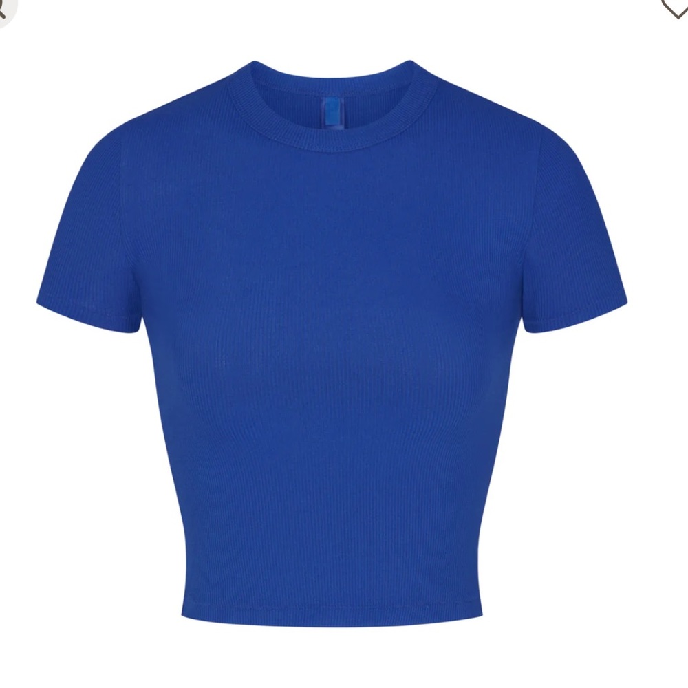 NWOT SKIMS COBALT SOFT LOUNGE CROP T shirt SOLD OUT ONLINE